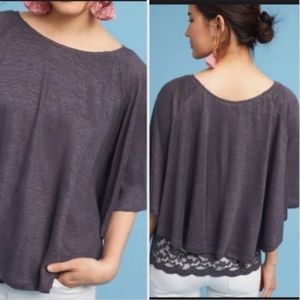 LACE & LINEN CAPE summer TOP Grey NWT